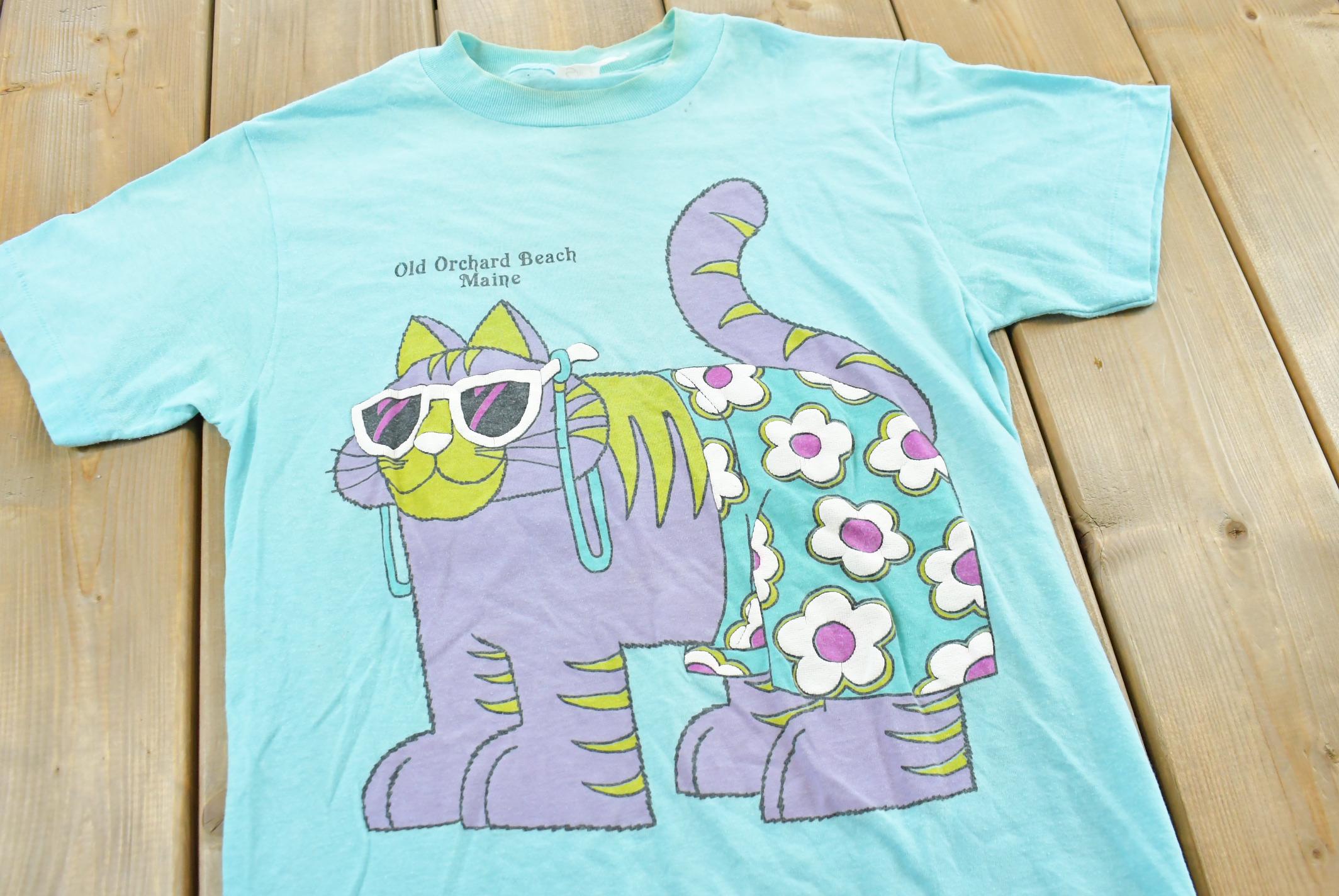 Vintage 1980s Old Orchard Beach Cat Souvenir T-Shirt Men's XS