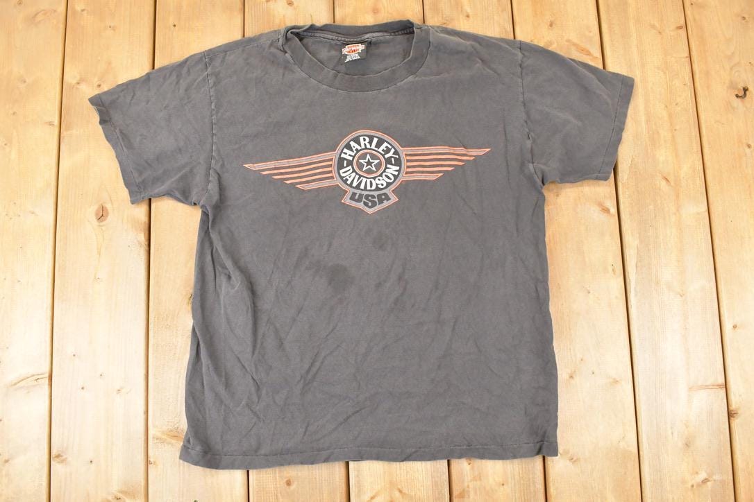 Vintage 1990s John's Fort Collins Harley Davidson Motorcycles Biker T-Shirt Men's M