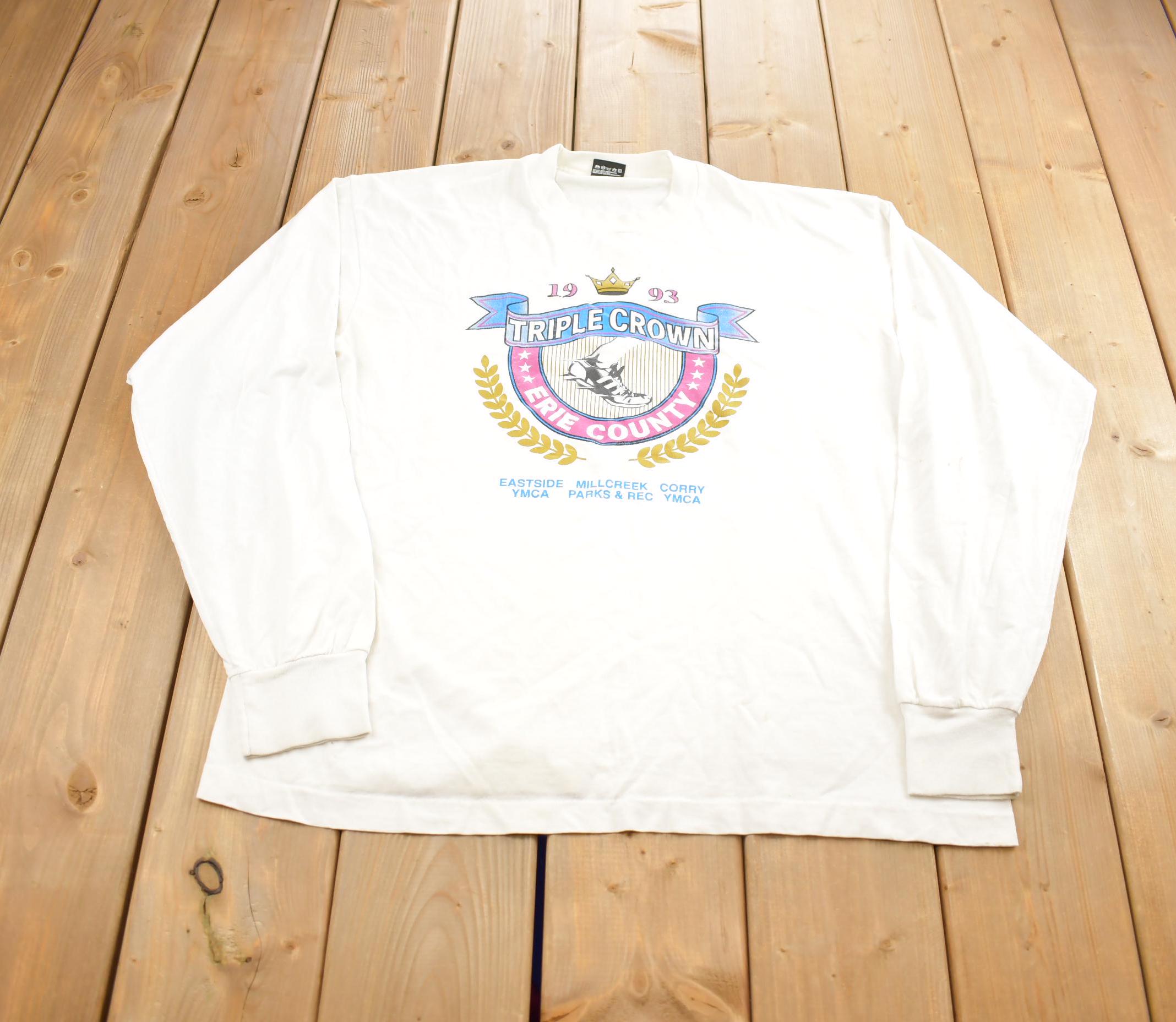 Vintage 1993 Triple Crown Erie County Souvenir Travel Crewneck Sweatshirt Made in USA