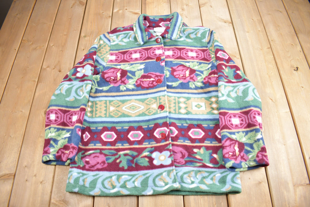 Vintage 1990s Blair Rose Theme Fleece Sweater