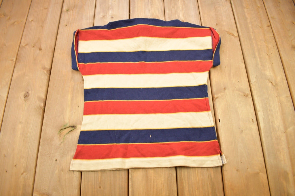 Vintage 1980s Ladies Striped Work Uniform T Shirt