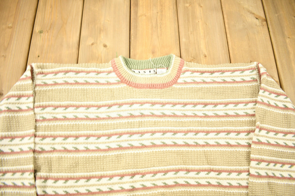 Vintage 1990s Striped Knitted Crewneck Sweater