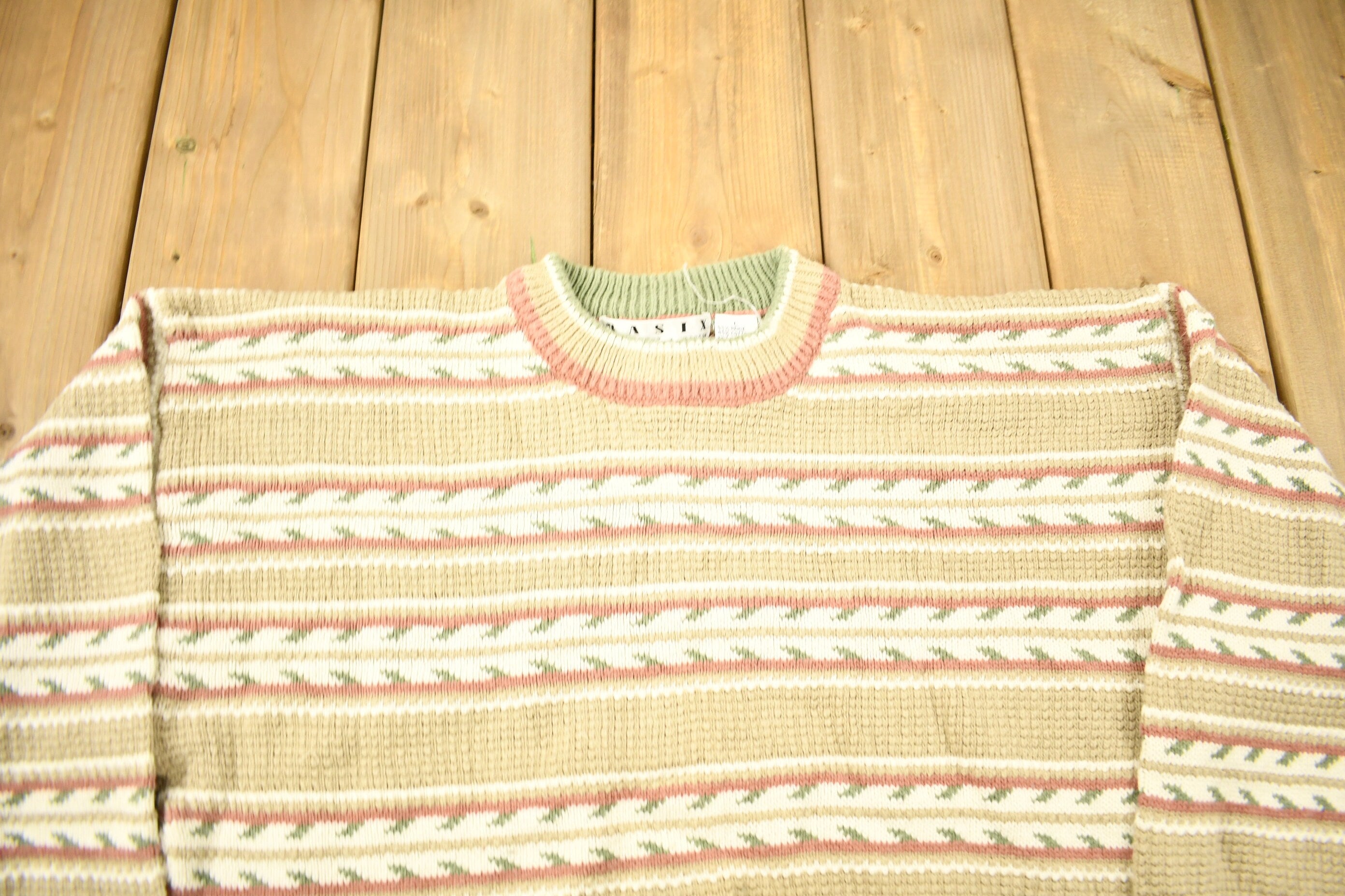 Vintage 1990s Striped Knitted Crewneck Sweater