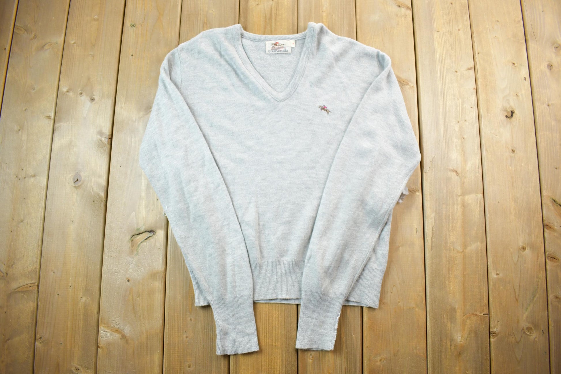 Vintage 1970s Steeple Chase Knit V- Neck Sweater