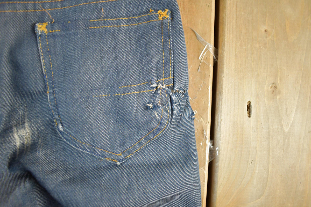 Vintage 1960s 1970s Lee Distressed Denim Jeans Youth 24 x 23.5