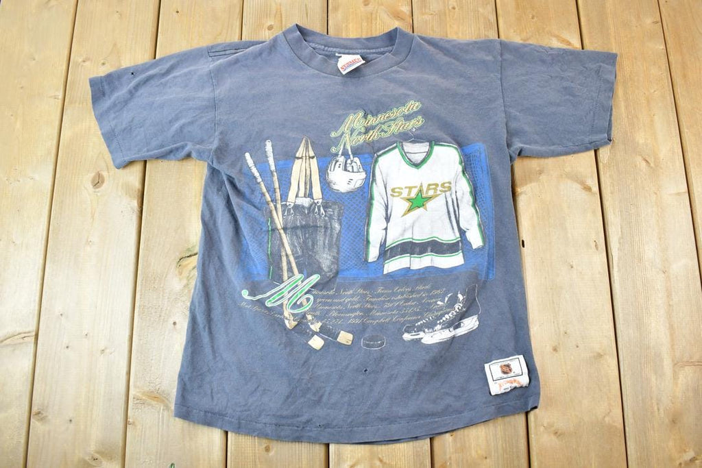 Vintage 1990s Minnesota North Stars NHL Graphic T-Shirt Made In USA