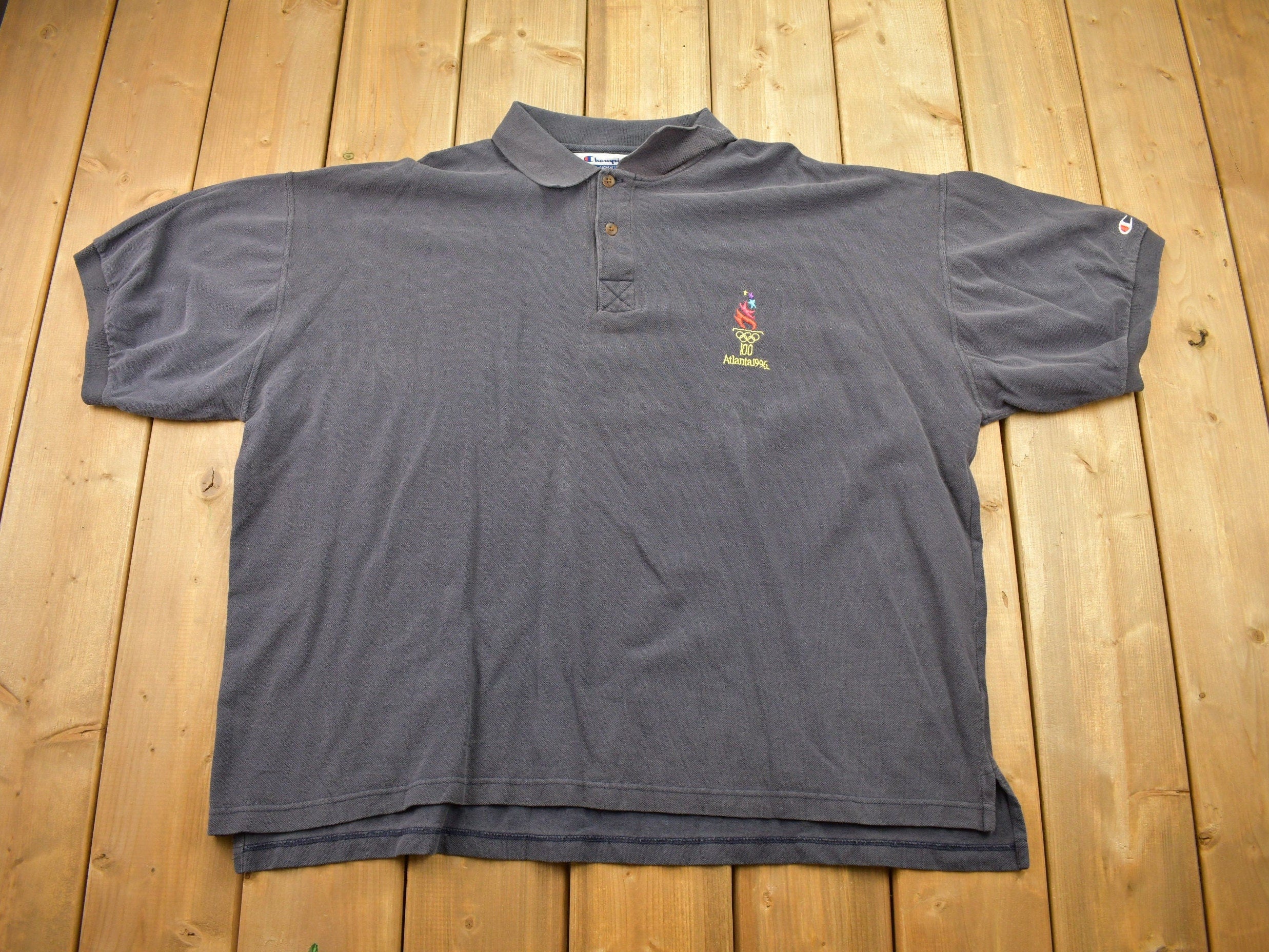Vintage 1996 Atlanta Olympic Games Embroidered Champion Polo T-Shirt
