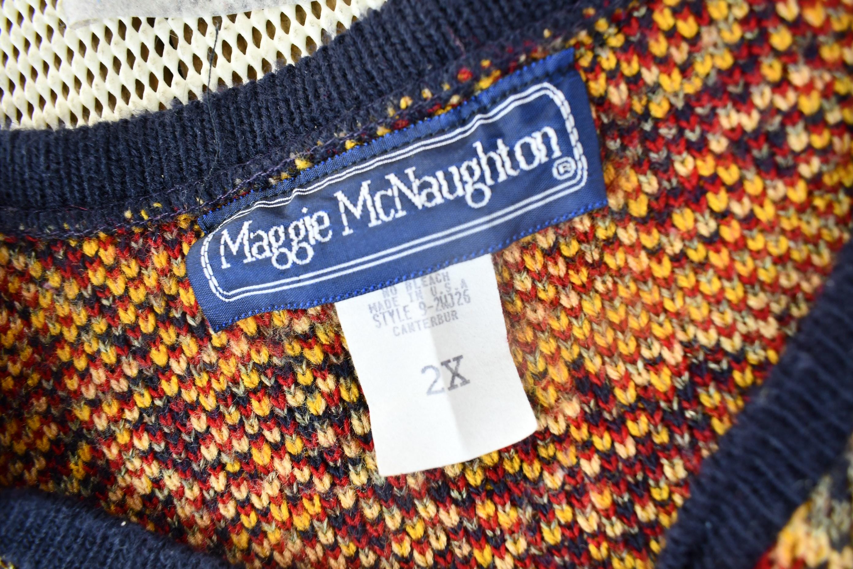 Vintage 1990s Maggie McNaughton Paisley Embroidered Knit Cardigan Sweater