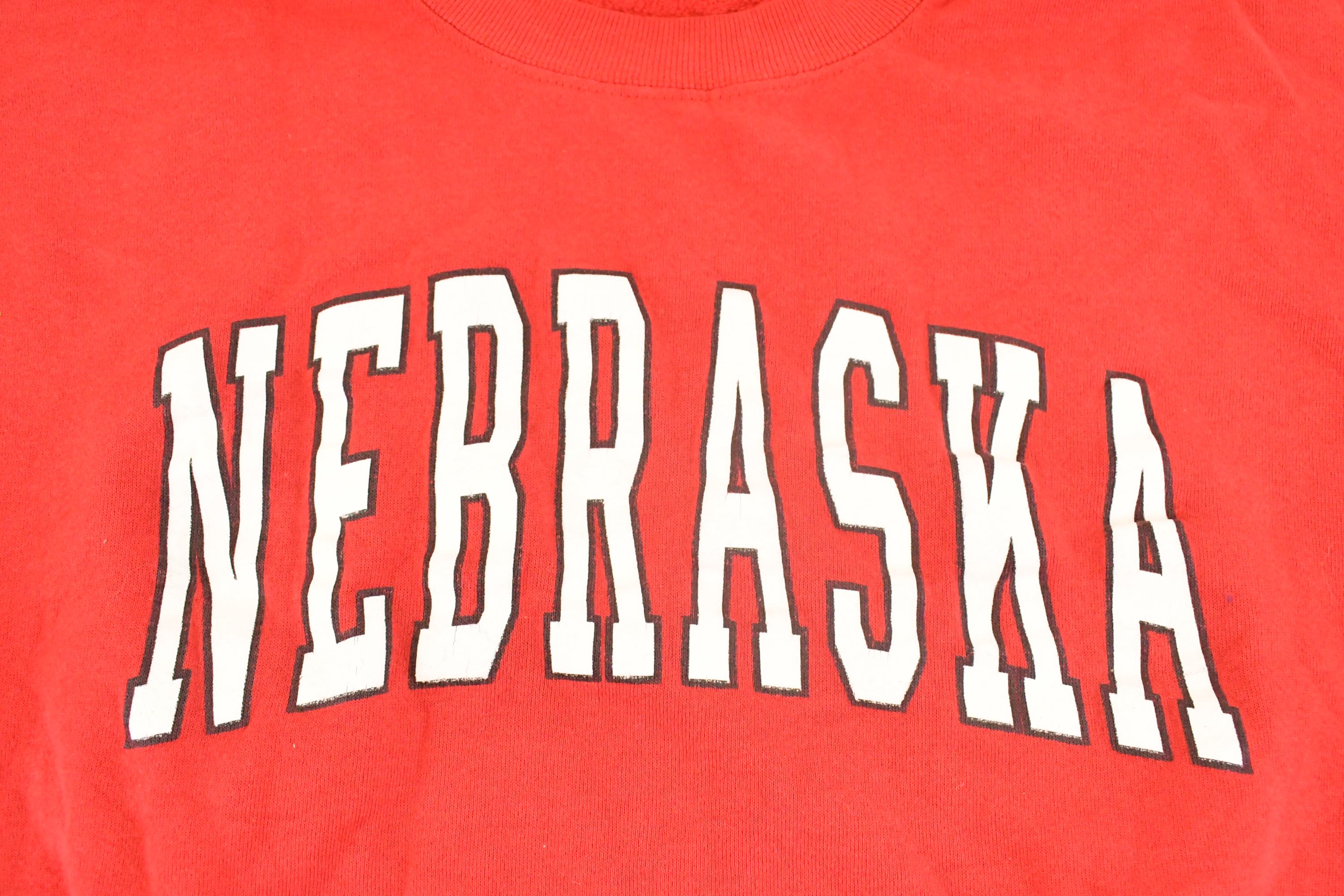Vintage 1990s Nebraska Crewneck Sweatshirt Men's M / NCAA College Spellout / 90s Heavyweight Collegiate Sweater