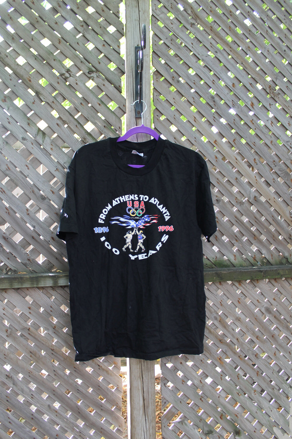 Vintage 1996 From Athens To Atlanta Olympics 100 Year Anniversary T Shirt