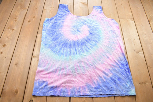 Vintage 1990s Common Threads All Over Print Tie Dye Tank Top / Vintage Tank Top / Tie Dye / Made In USA / Colorful / Hippie / Psychedelic