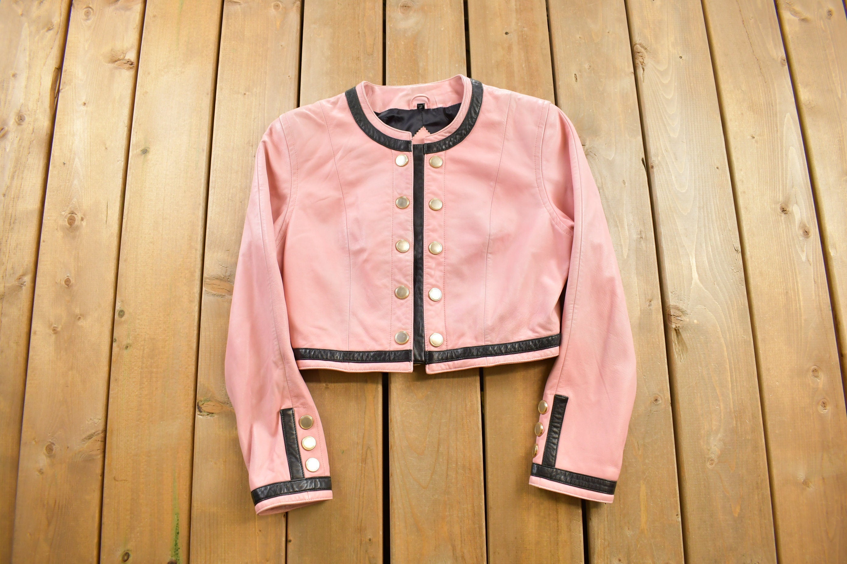 Vintage 1990s Micheal Hoban North Beach Cropped Leather Jacket