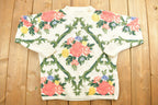 Vintage 1990s Lydia Jane Knitted Floral Mock Neck Sweater