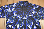 Vintage 1990s All Over Print Flame Graphic Button Up T-Shirt Flames Graphic