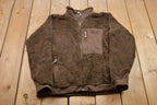 Vintage 1990s Brown Polartec Thermal Mountain Hard Wear Zip Fleece Sweater