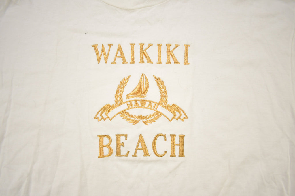 Vintage 1990s Waikiki Beach Embroidered Souvenir T Shirt