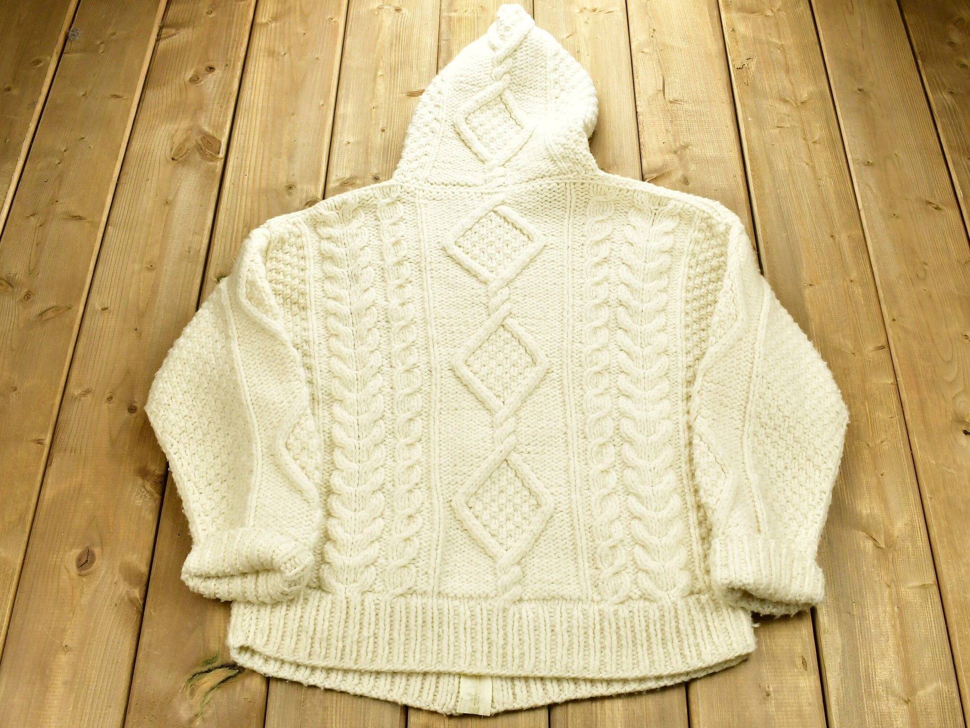 Vintage 1990's Cable Knit Hooded Sweater