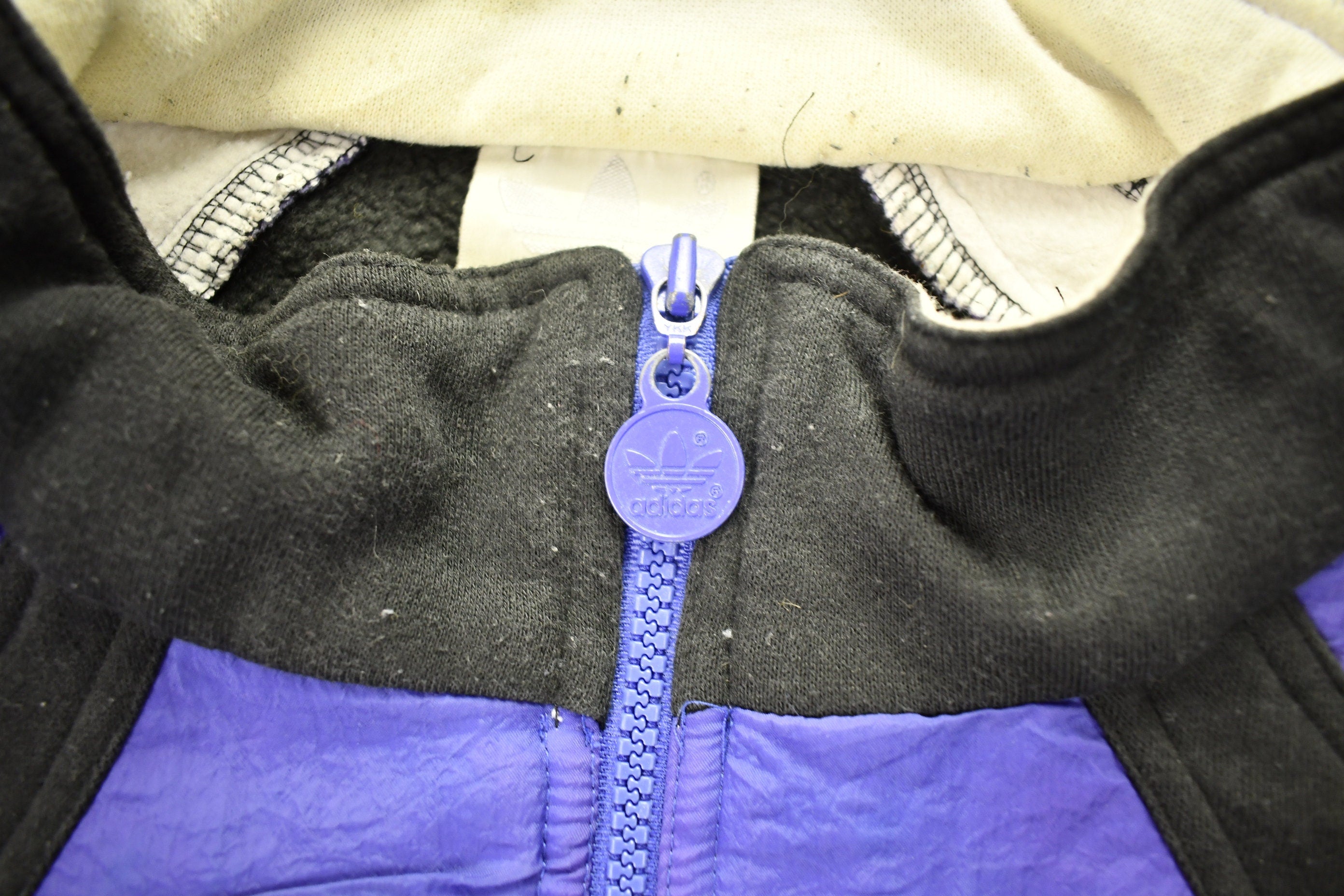 Vintage 1980s Adidas Color-Block Zip-Up Nylon Sweater