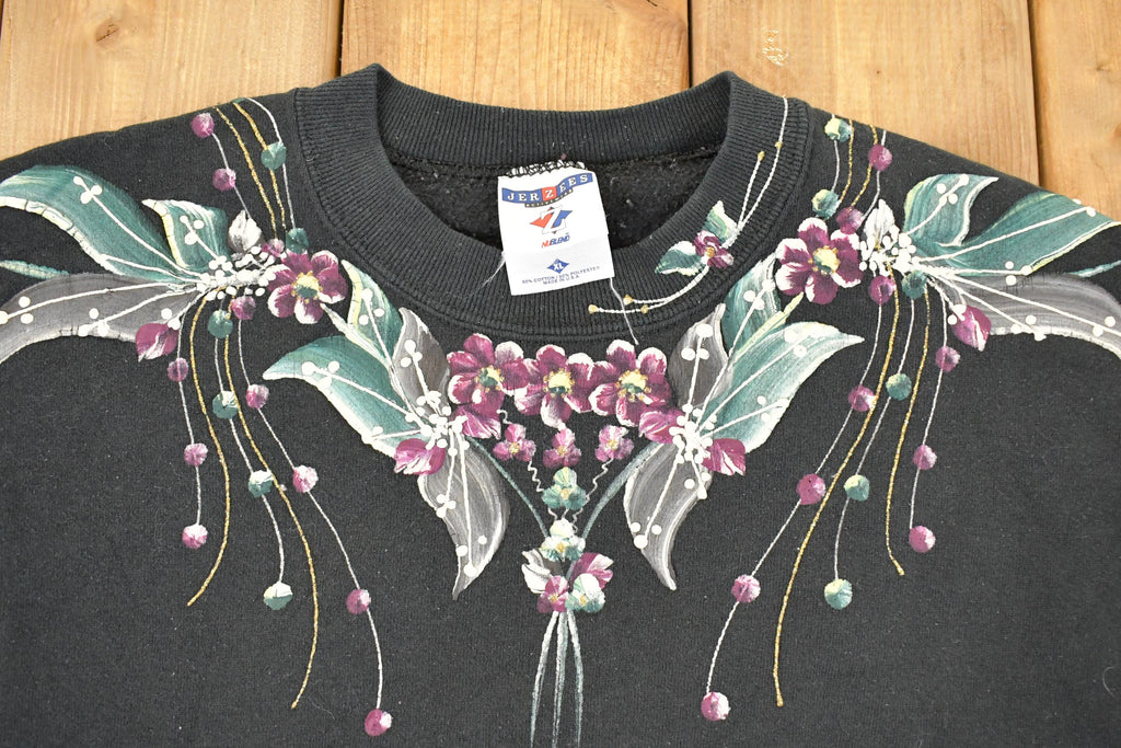Vintage 1990s Floral Graphic Print Crewneck Sweatshirt Women's XL