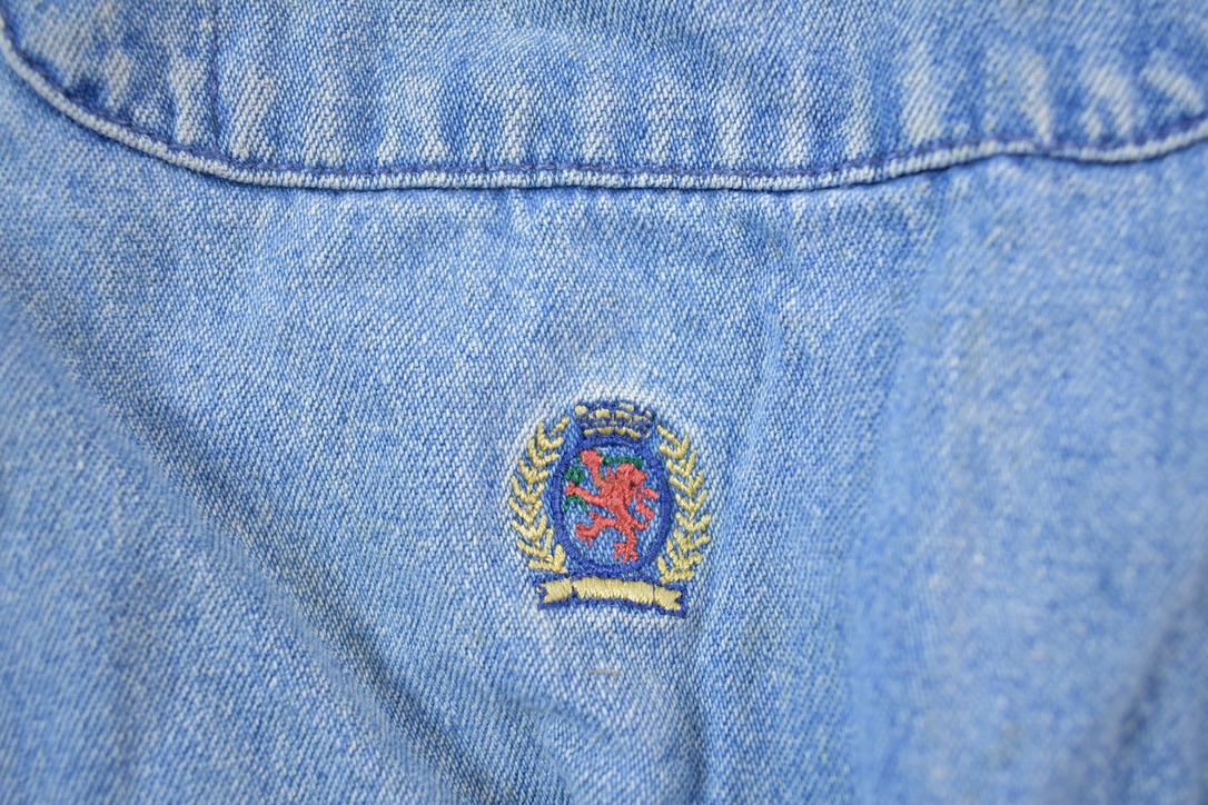 Vintage 1990s Tommy Hilfiger Denim Blank Button Up Shirt