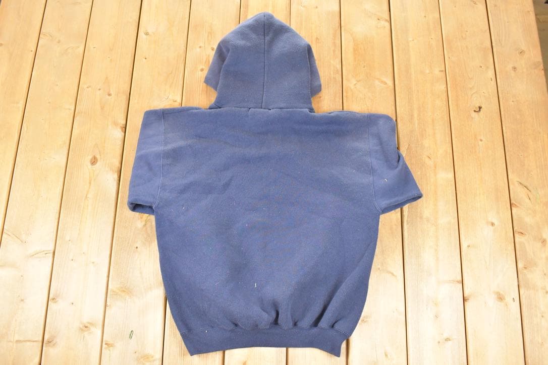 Vintage 1990s Discus Athletic Blank Navy Hoodie Sweatshirt Men's M