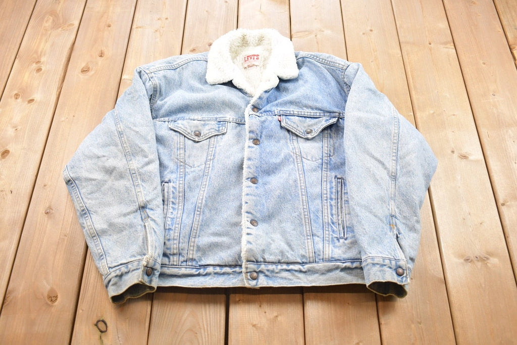 Vintage 1980s Levi's Sherpa Jacket Light Wash Denim