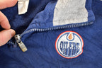 Vintage 1990s Edmonton Oilers NHL Hockey Quarter Zip Fleece Sweatshirt Mens M