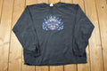 Vintage 1990s Anvil Blue Fire Skull Crewneck Light Sweatshirt