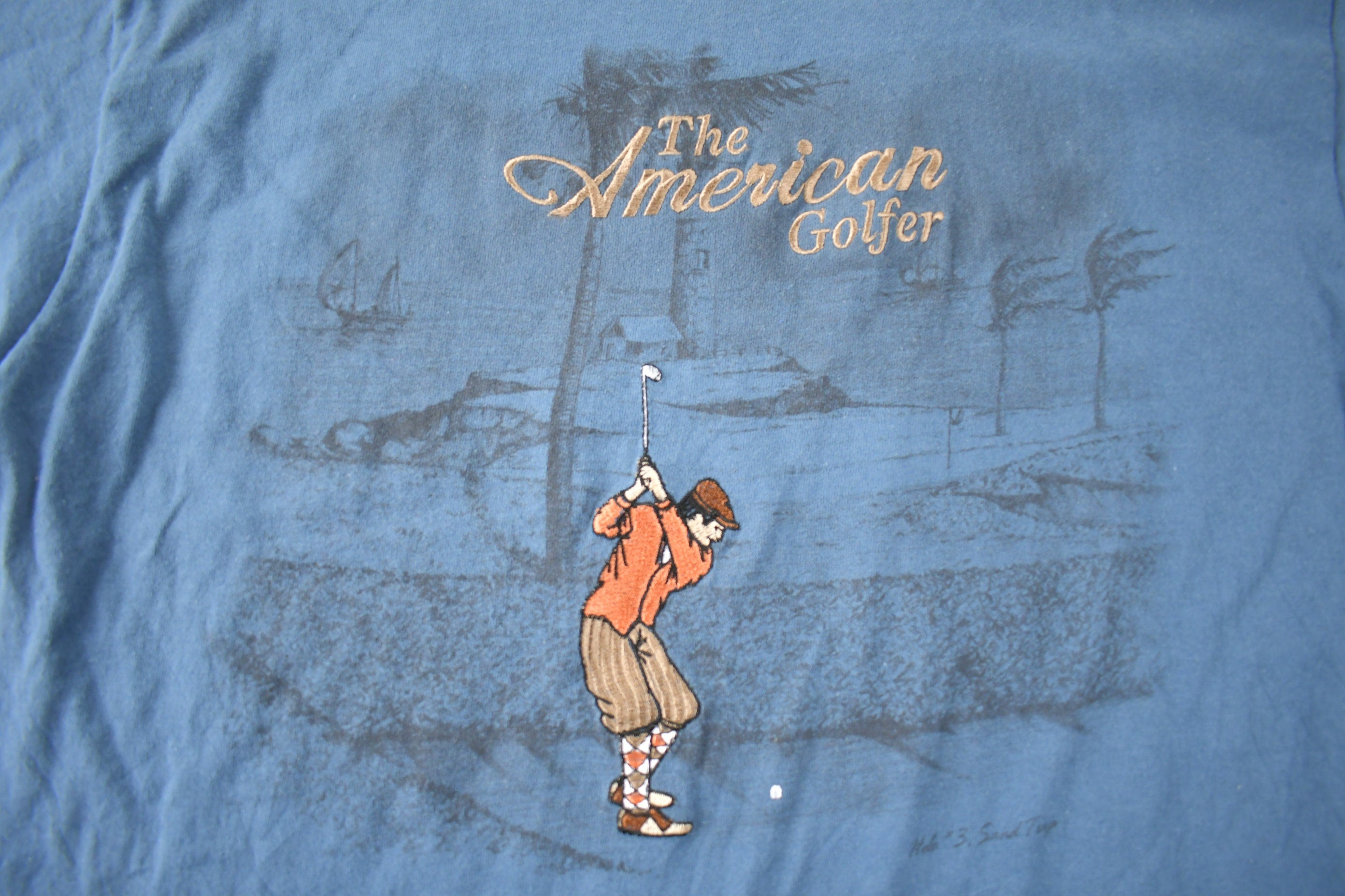 Vintage 1990s The American Golfer Graphic Embroidered T Shirt Made In USA Size L