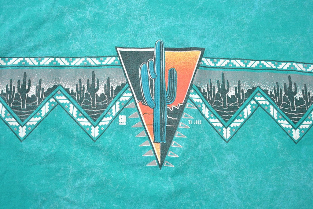 Vintage 1991 Arizona Cactus Double Sided Graphic T-Shirt