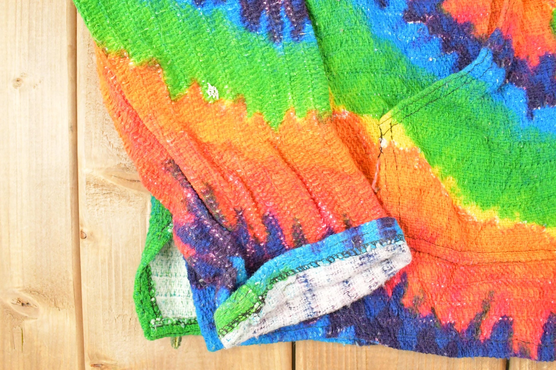 Vintage 1990s Baja Joe Tye Dye Knit Hoodie Sweater Mens L /