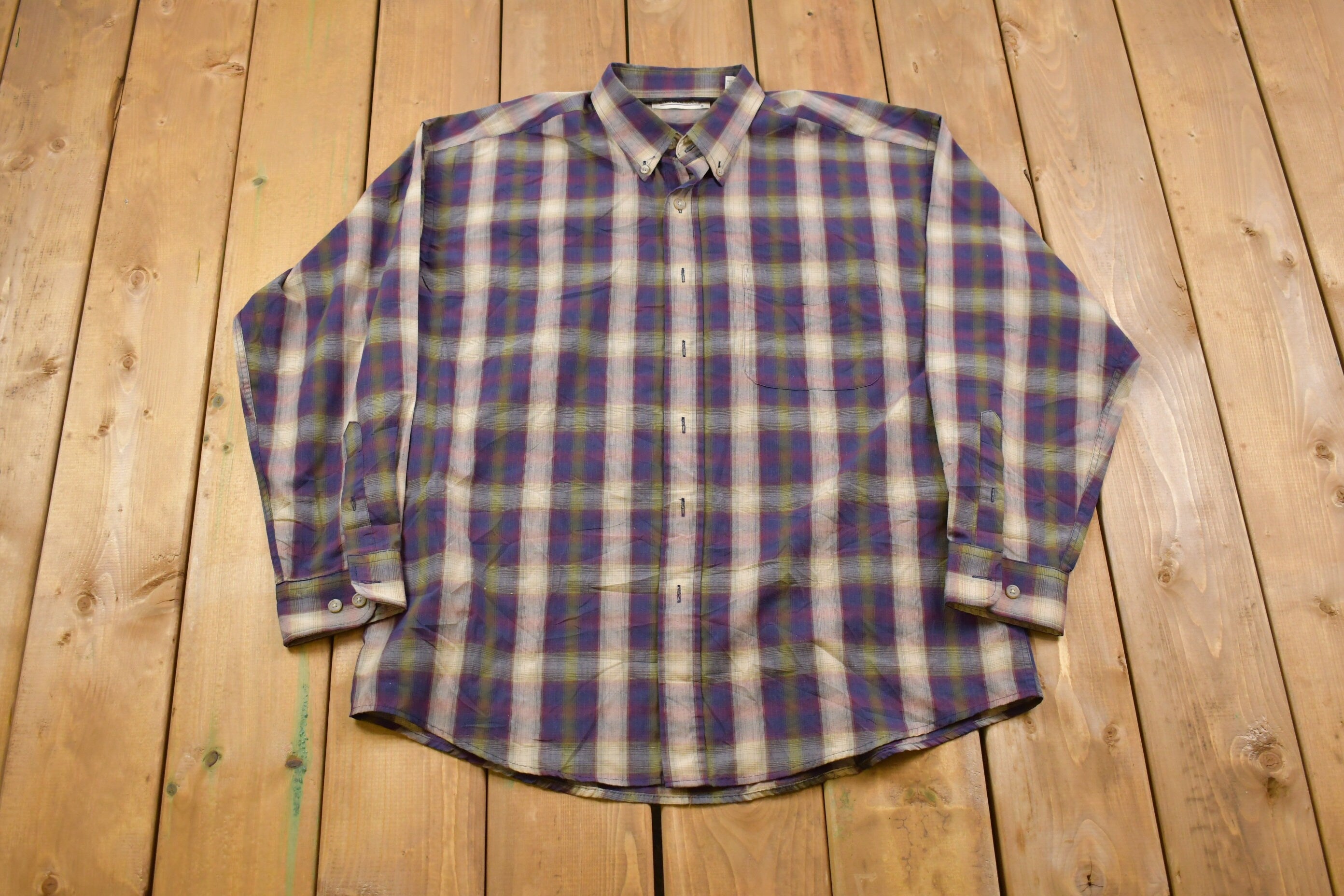 Vintage 1990s Natural Issue Plaid Button Up Shirt