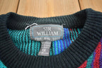 Vintage 1990s Sir Willam Knit Abstract Pattern Crewneck Sweater