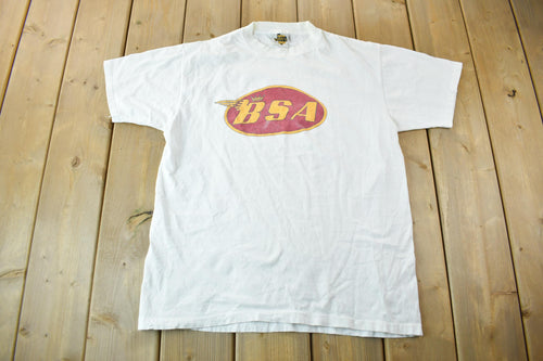 Vintage 1990s BSA Motorcycles Graphic T-Shirt / Made In Canada / Size L / Vintage Biker Tee / Oil Can Eddy's