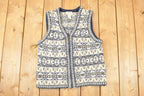 Vintage 1990s St Johns Bay Abstract Knit Cardigan Sweater Vest Men's S