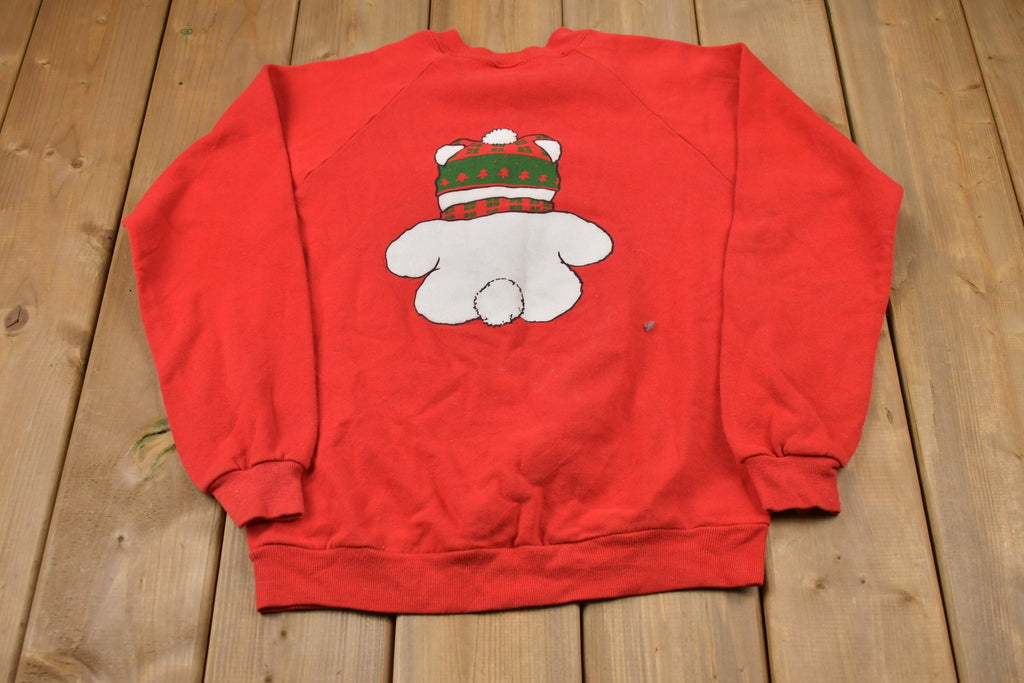 Vintage 1986 Plaid Teddy Bear Crewneck Sweatshirt