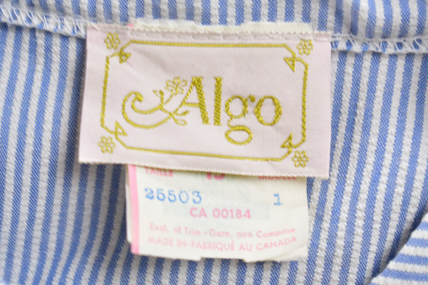 Vintage 1960s Searsucker Dress / Algro / Union Made in Canada / True Vintage Dress / Retro Womenswear / Sailor Dress / Cute Dress