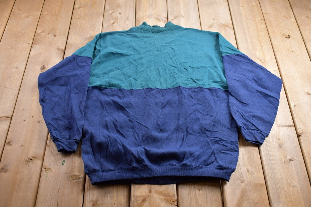 Vintage 1990s Blank Color Block Crewneck Sweatshirt