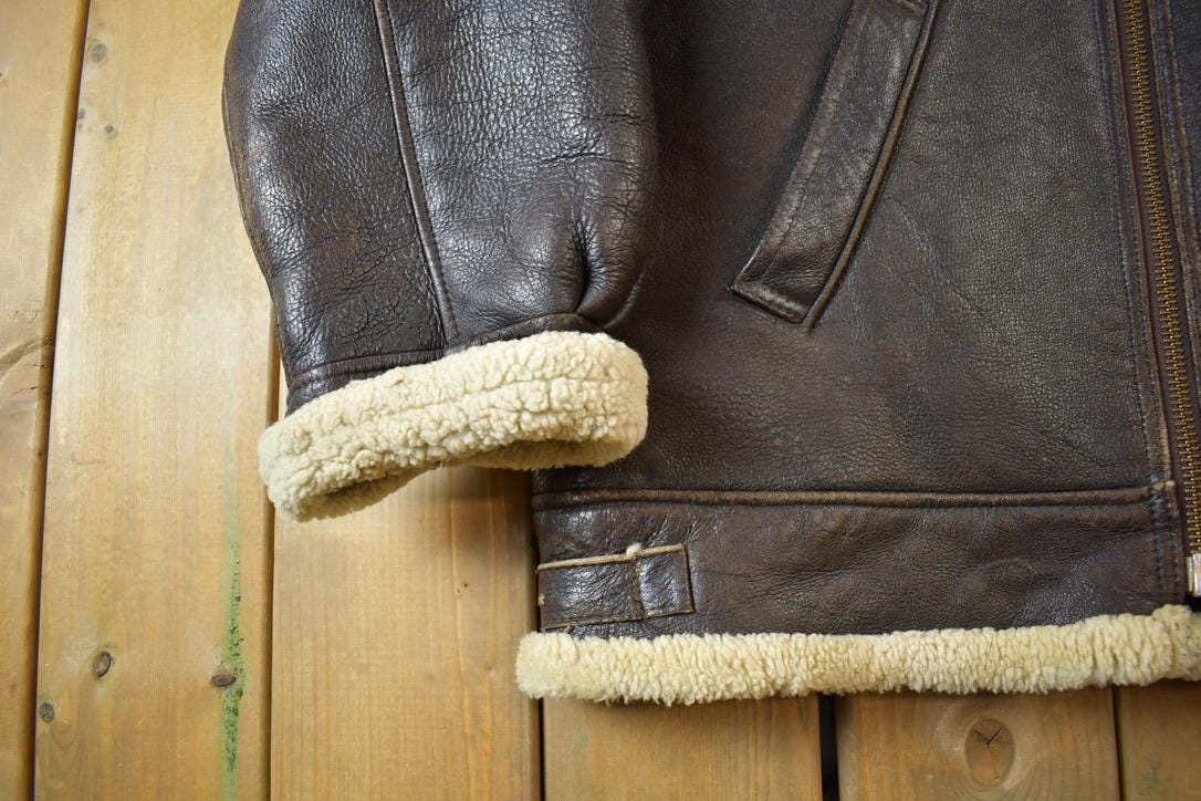 Vintage 1980s Authentic B3 Style Shearling Jacket Made In USA