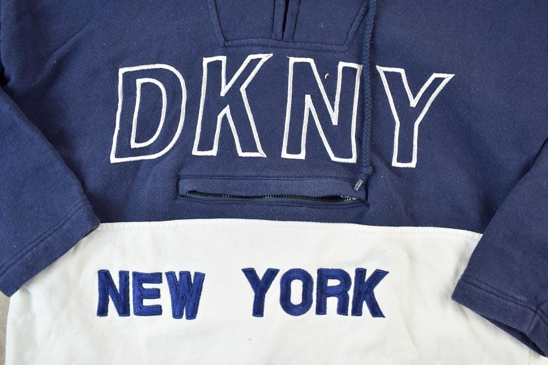 Vintage 1990s DKNY Unique Graphic Embroidered Hoodie