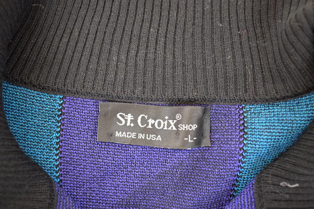 Vintage 1990s St Croix Quarter Zip Abstract Knit Sweater Men's L