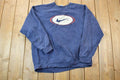 Vintage 1990s Nike Grey Tag Navy Swoosh Crewneck Sweatshirt