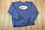 Vintage 1990s Nike Grey Tag Navy Swoosh Crewneck Sweatshirt / Vintage Nike / Sportswear / Streetwear / Athleisure