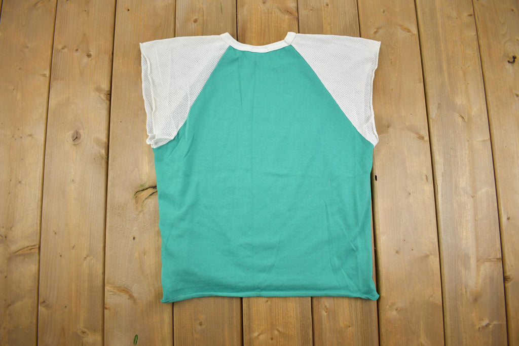 Vintage 1980's Wasaga Beach Mesh Sleeve Cut Off T Shirt