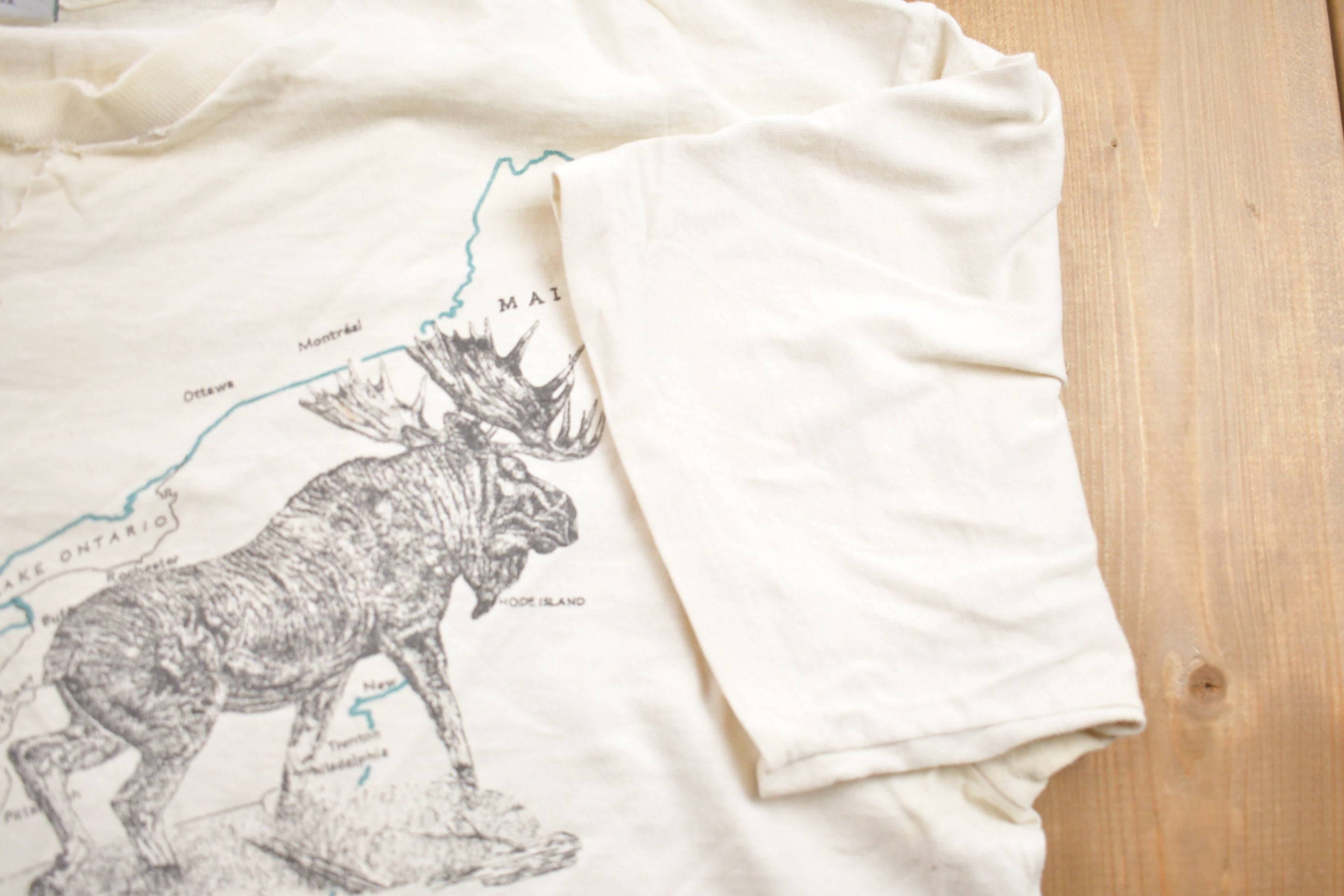 Vintage 1990s American Outback Apparel USA Map Animals Graphic T-Shirt