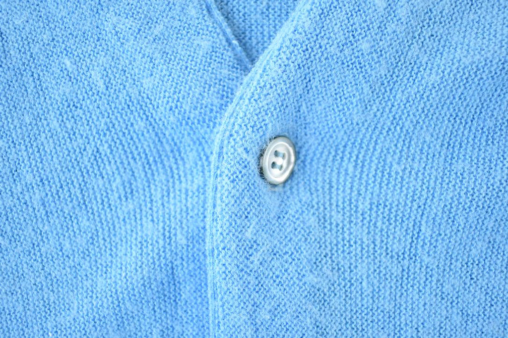Vintage 1970s Izod Lacoste Rare Blue Croc Knit Perfect Mild Distress Cardigan Sweater Made In USA