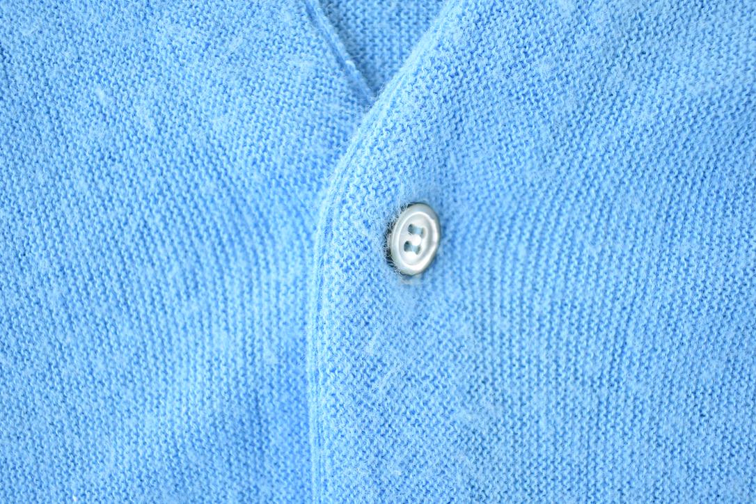 Vintage 1970s Izod Lacoste Rare Blue Croc Knit Perfect Mild Distress Cardigan Sweater Made In USA