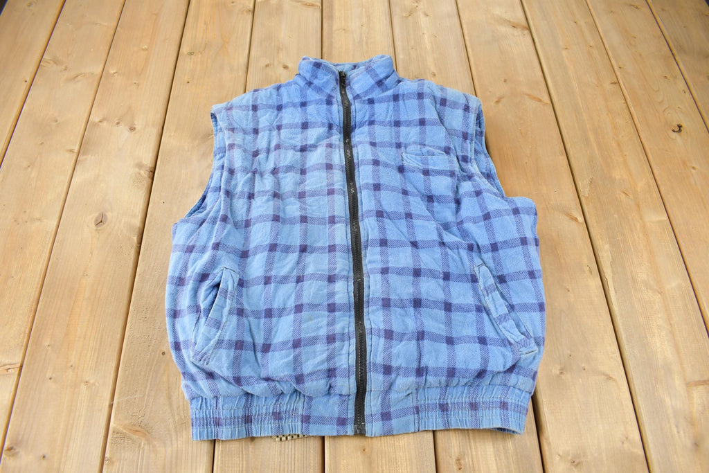 Vintage 1990s Continental Blue Plaid Vest