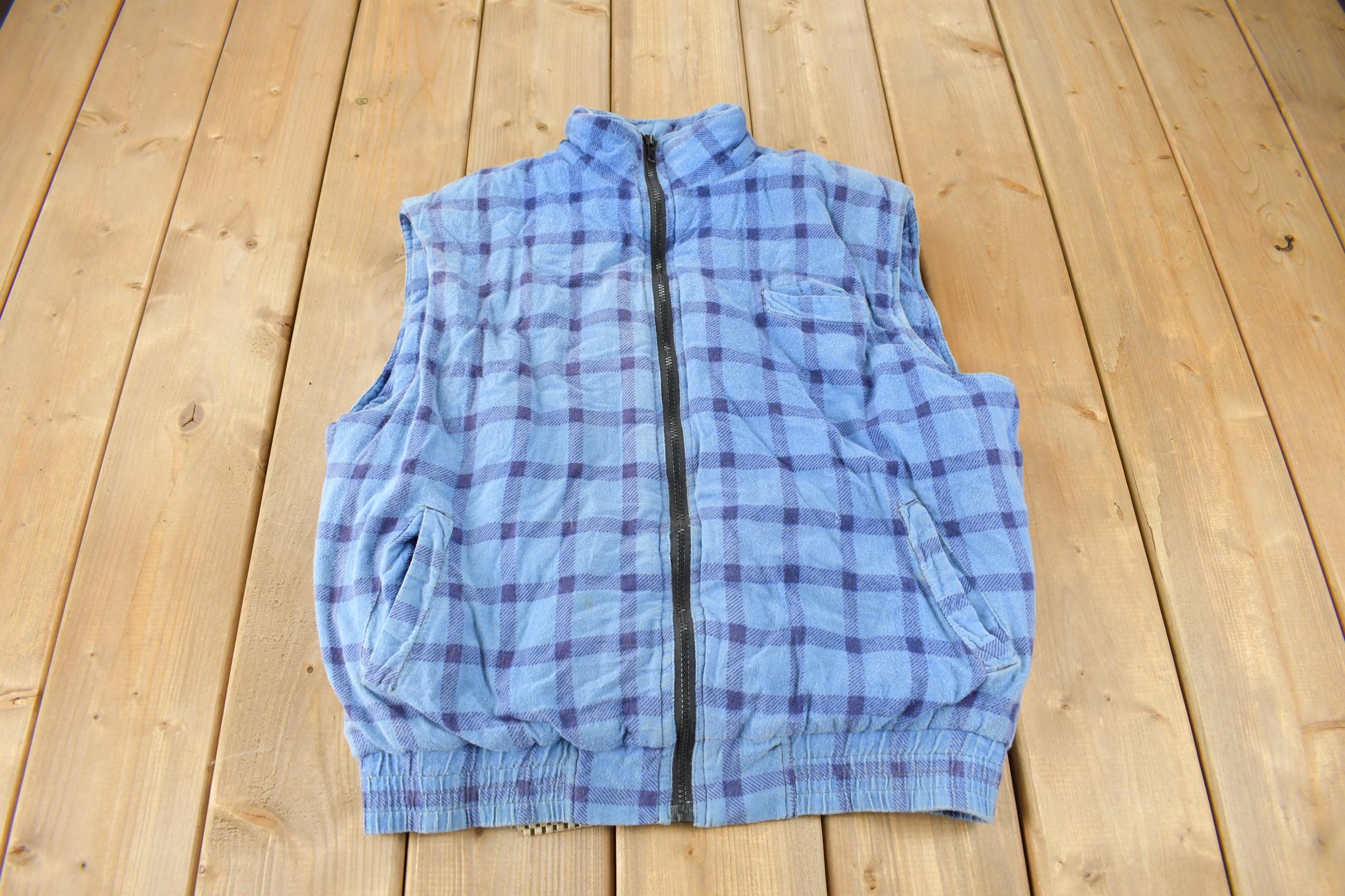Vintage 1990s Continental Blue Plaid Vest