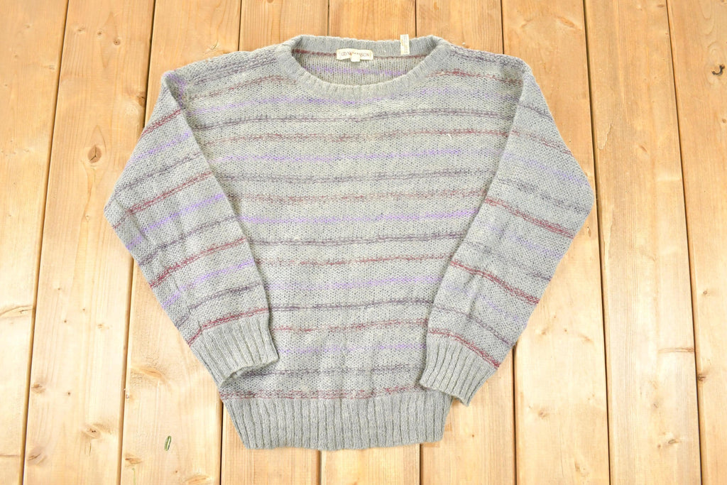 Vintage 1970s Glynn Manson Loose Knit Striped Crewneck Sweater Mens S